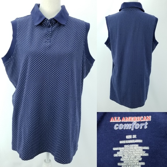 All American Comfort Tops Cotton Sleeveless Polka Dot Poshmark